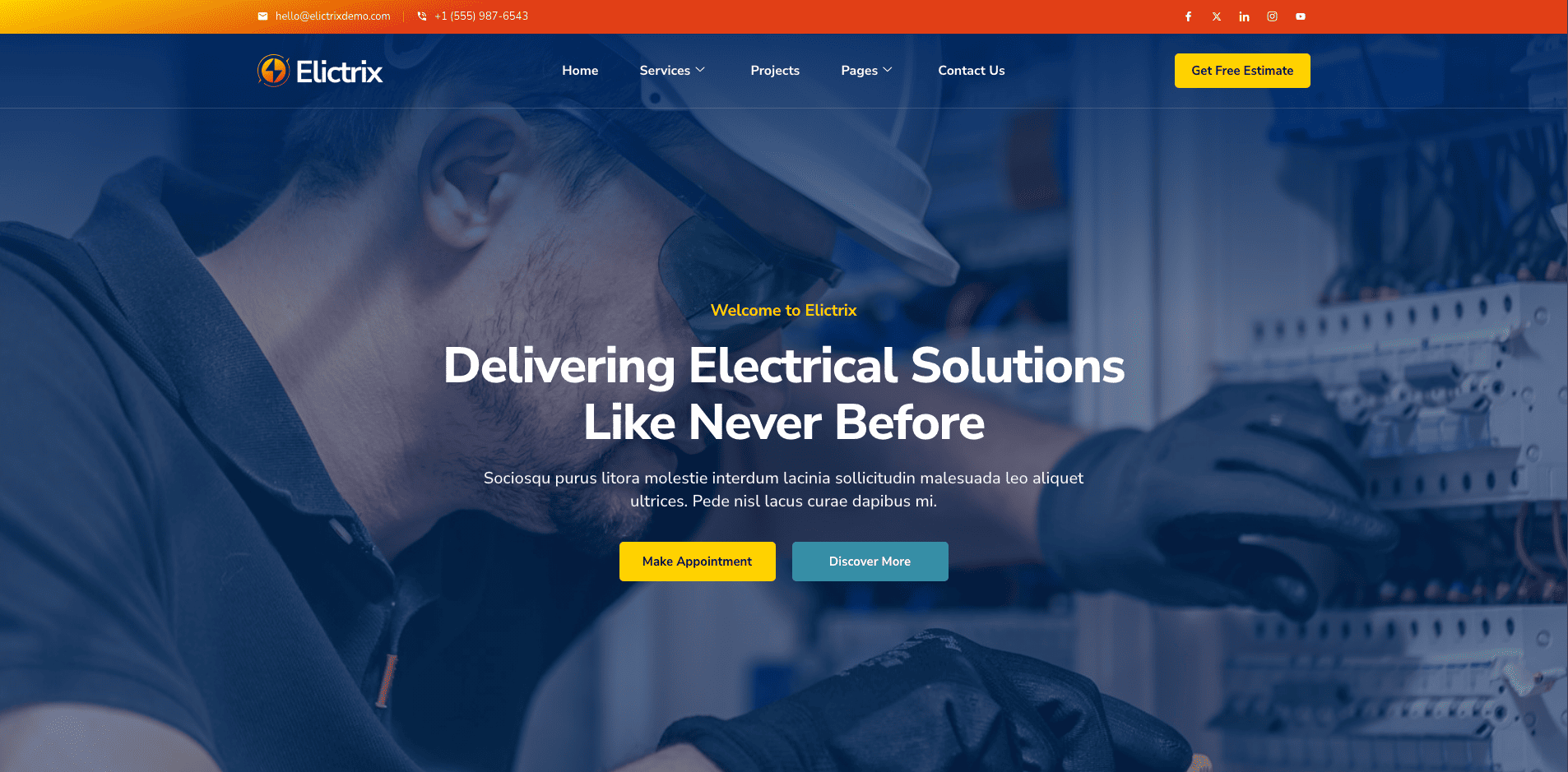 Electrical contractor website example Fort Worth